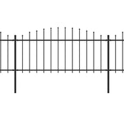Recinzione da Giardino | Recinzione da cortile con Punta a Lancia in Acciaio 892,5x75 cm Nero