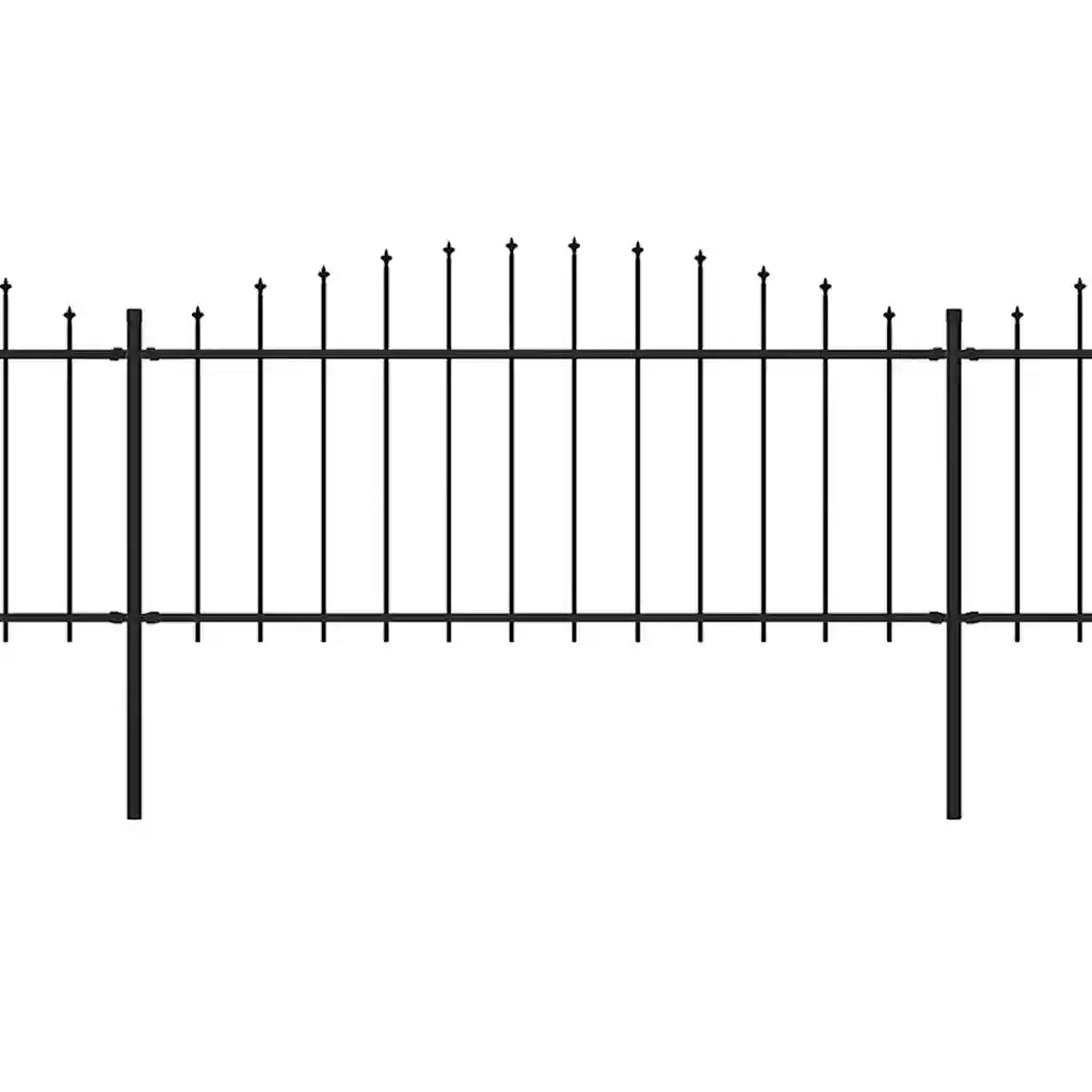 Recinzione da Giardino | Recinzione da cortile con Punta a Lancia in Acciaio 892,5x75 cm Nero