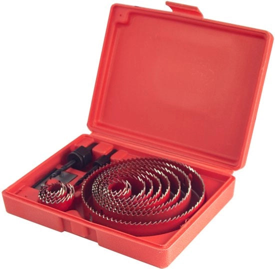 Set di punterie a carbonio, 19-127 mm, punterie, scatola per legno, cartongesso e cartongesso (rosso)