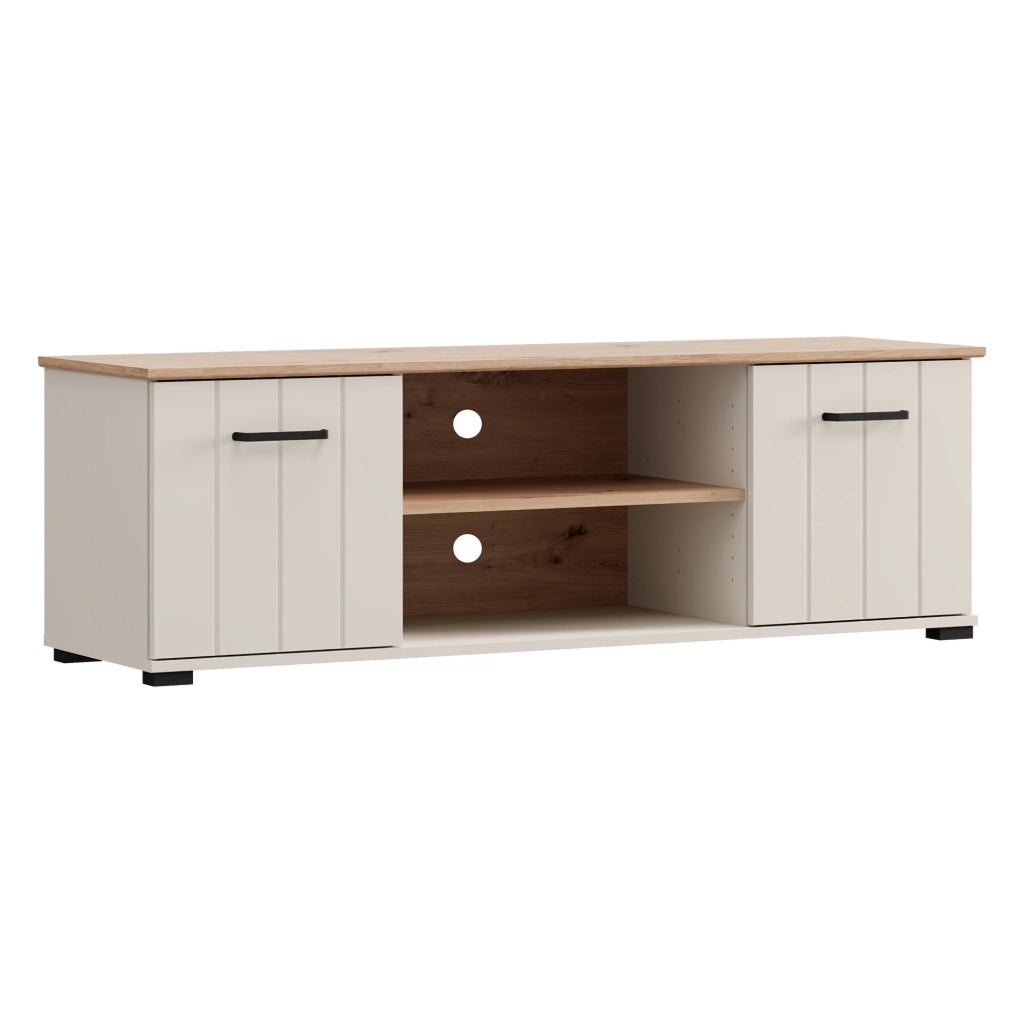 Valda, Mobile Porta tv 2 Ripiani, 137x40x44h cm Beige