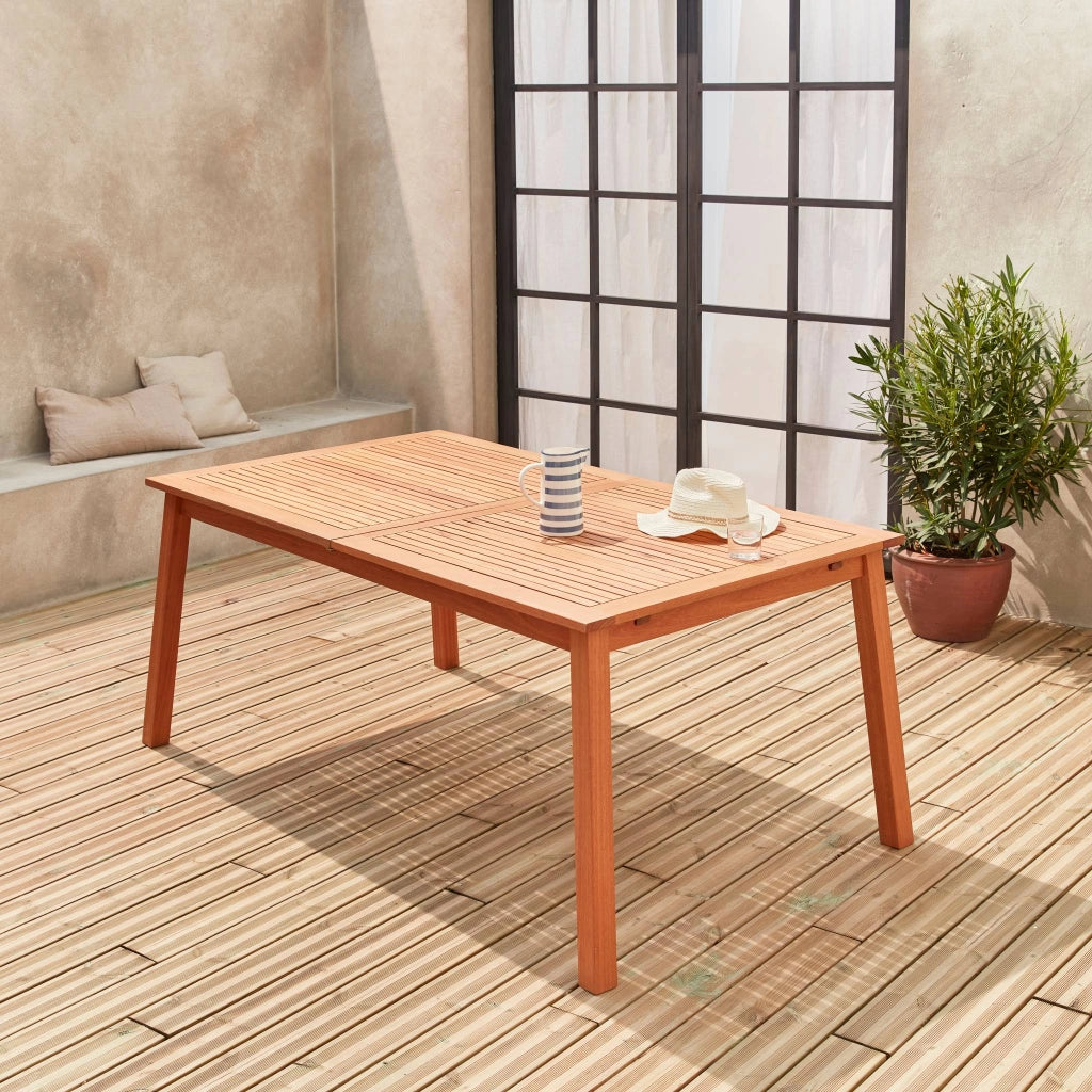 Tavolo da giardino rettangolare allungabile in legno, 8 a 10 posti,