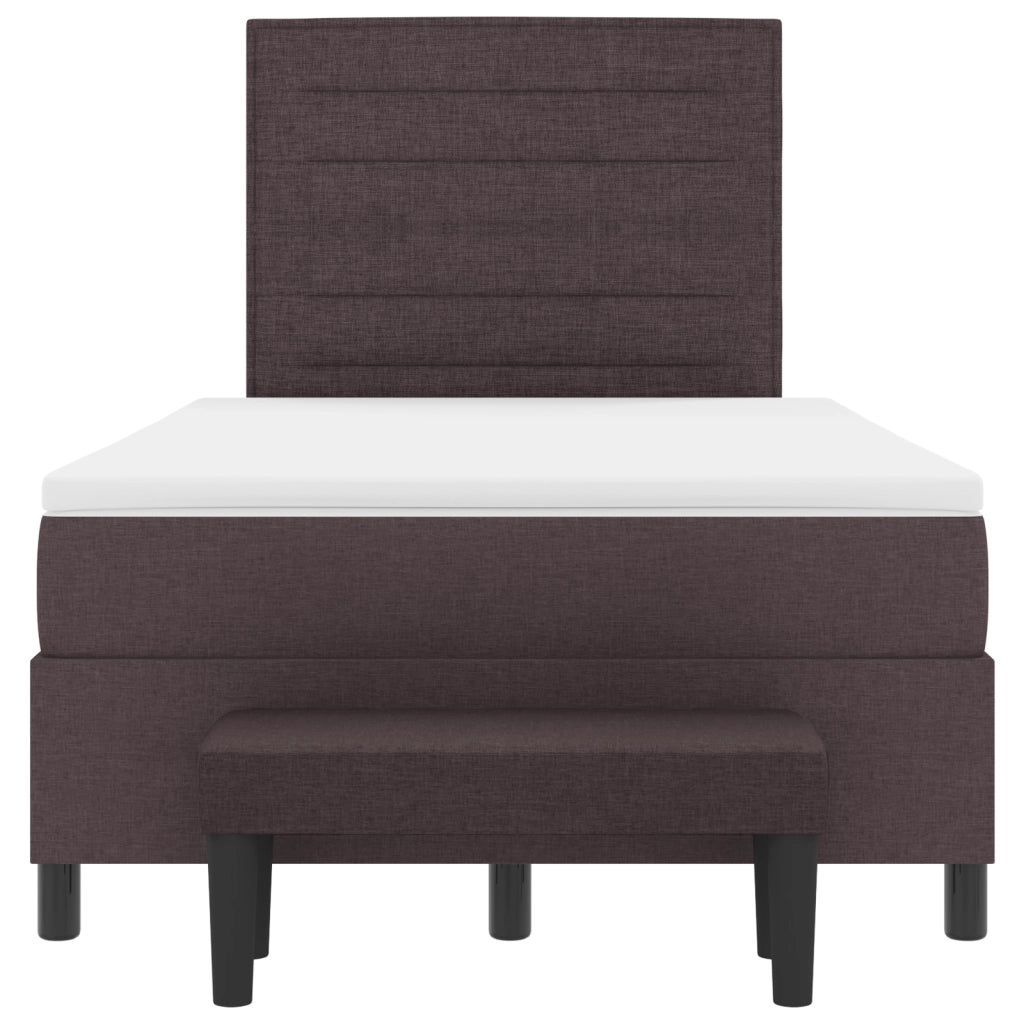 Letto a Box Spring con Materasso e Panchina Marrone Scuro 120x190 cm Tessuto