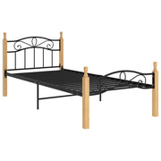 Giroletto Nero in Metallo e Legno Massello di Rovere 100x200 cm 324912