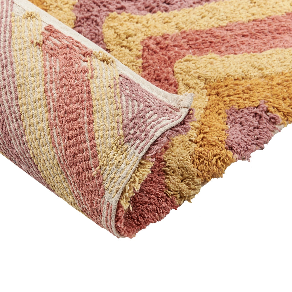 Tappeto multicolore 80 x 150 cm cotone fatto a mano motivo geometrico soggiorno camera da letto