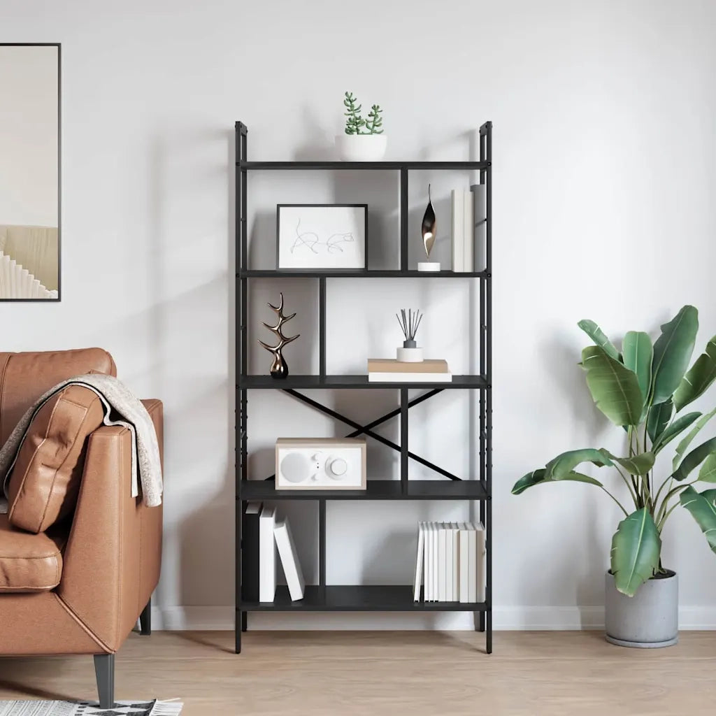 Libreria Rovere Nero 75 x 30 x 156 cm Legno multistrato 883958