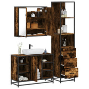 vidaXL Set Mobili da Bagno 3 pz Rovere Fumo in Legno Multistrato
