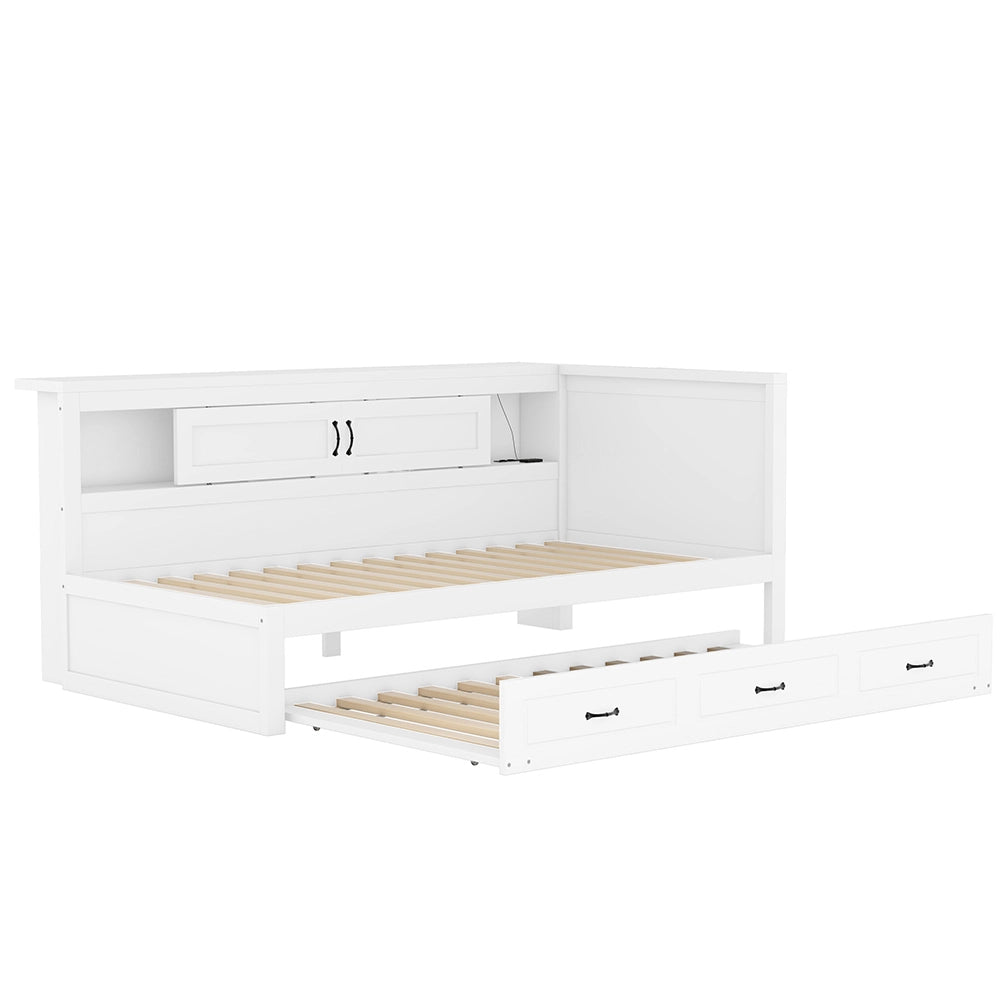 Divano letto daybed - Xylo - 90x200 cm LED USB contenitore bianco