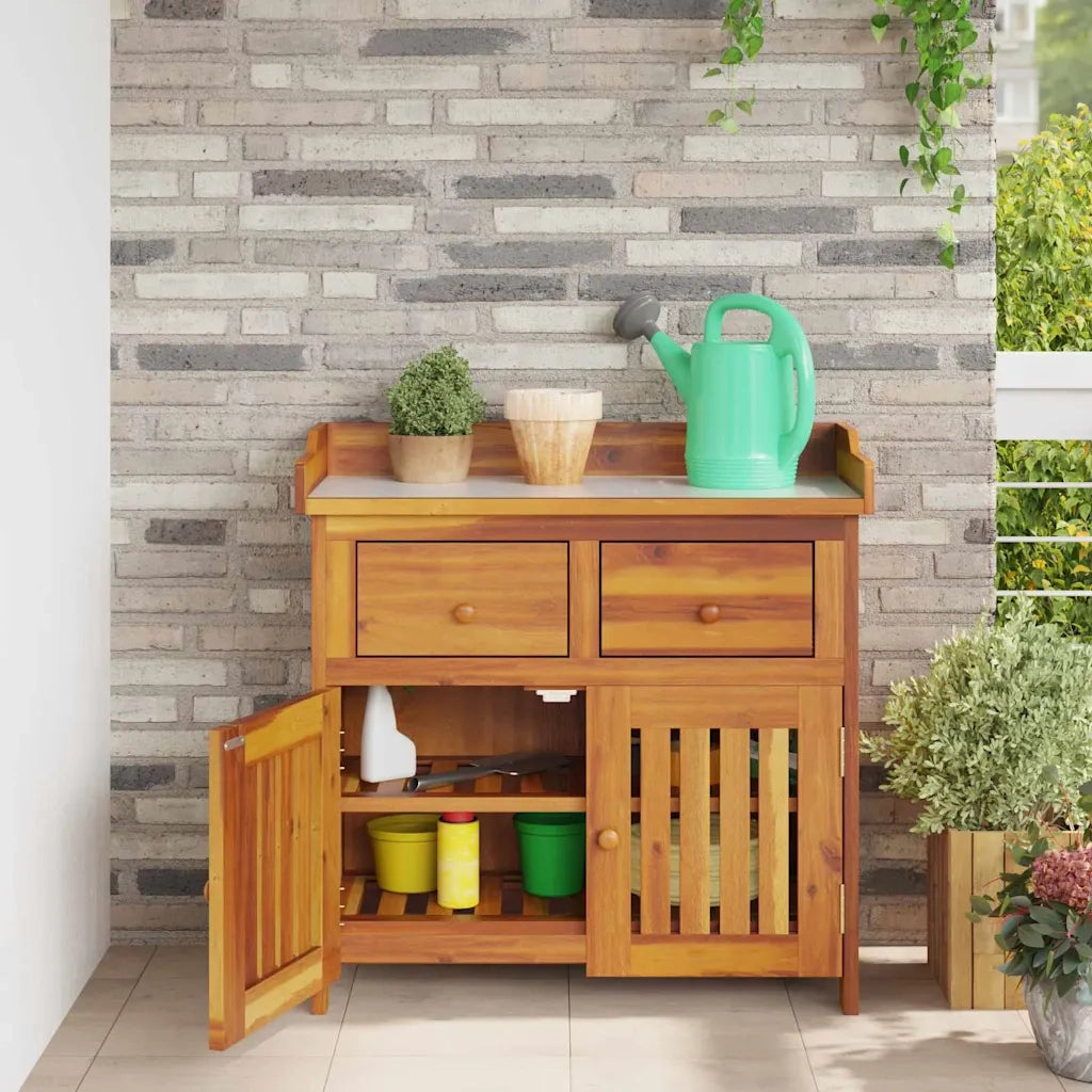 Mobiletto da Giardino con cassetto Naturale 78 x 36,5 x 78cm 42001368