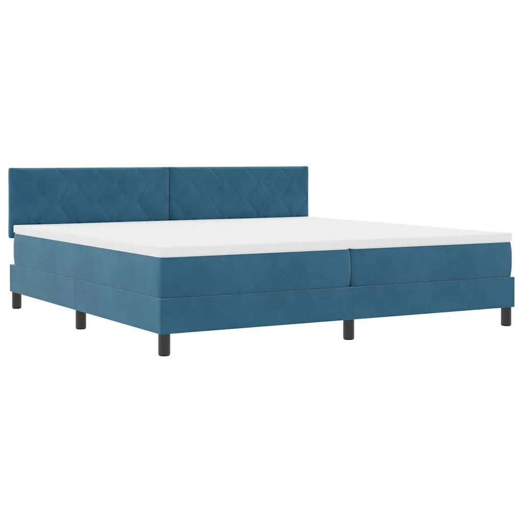 Letto a Sorgente LED con led Blu Scuro 200 x 200 cm Velluto