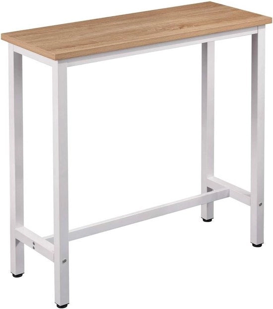 Tavolo da Bar per Interno ed Esterno - Tavolo Cucina, Tavolo Bistro, Tavoli da Bar - 100x40x100 cm - Legno Bianco / Bianco