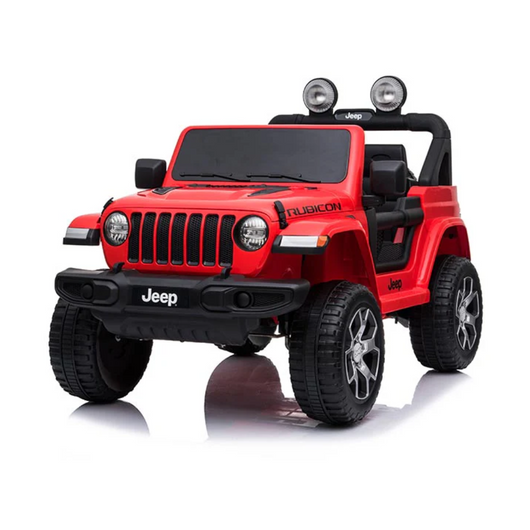 Auto Macchina Elettrica per Bambini JEEP FIAT Wrangler RUBICON 12V 2 Posti  con Mp3 - Sedile in Pelle -Rosso