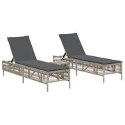 Lettini Prendisole 2 pz | Sdraio da giardino | Lettino da sole con Tavolino Grigio Chiaro in Polyrattan