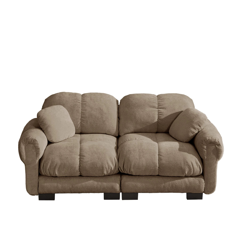 Divano 2 posti 190x86x90 cm marrone in chenille - cuscino mobile