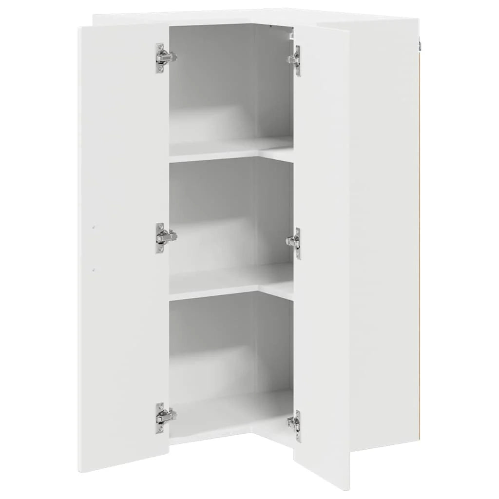 Mobile da cucina moderno da parete 57 x 57 x 100 cm pratico contenitore stile elegante legno ingegnerizzato bianco 02_0054502