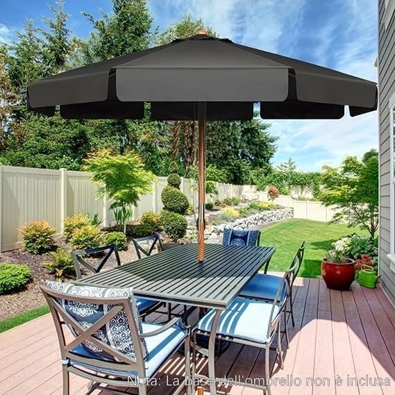 Ombrellone da Giardino, Ombrellone da Esterno con Pulsante Manuale e Inclinazione Regolabile, Protezione UV, Diametro 3M, Ideale per Piscina, Balcone, Giardino
