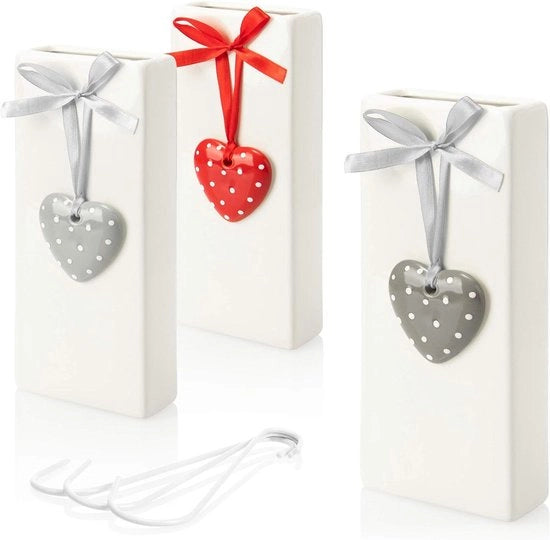 3x Disidratante per Riscaldamento - Disidratante per Riscaldatore in Bianco - Disidratante per Acqua di Riscaldamento in Ceramica con Decorazione a Cuore
