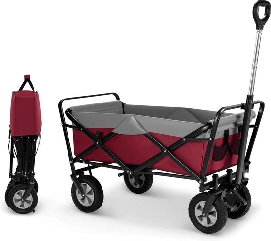 Carrello da picnic multifunzionale 'Sep' - Opnevole - 100 litri / 80 kg - 4 pneumatici tutti terreni - Colore rosso/grigio - Maneggevole - Multifunzionale - Adatto per bambini - Bambini - Acquisto - Picnic