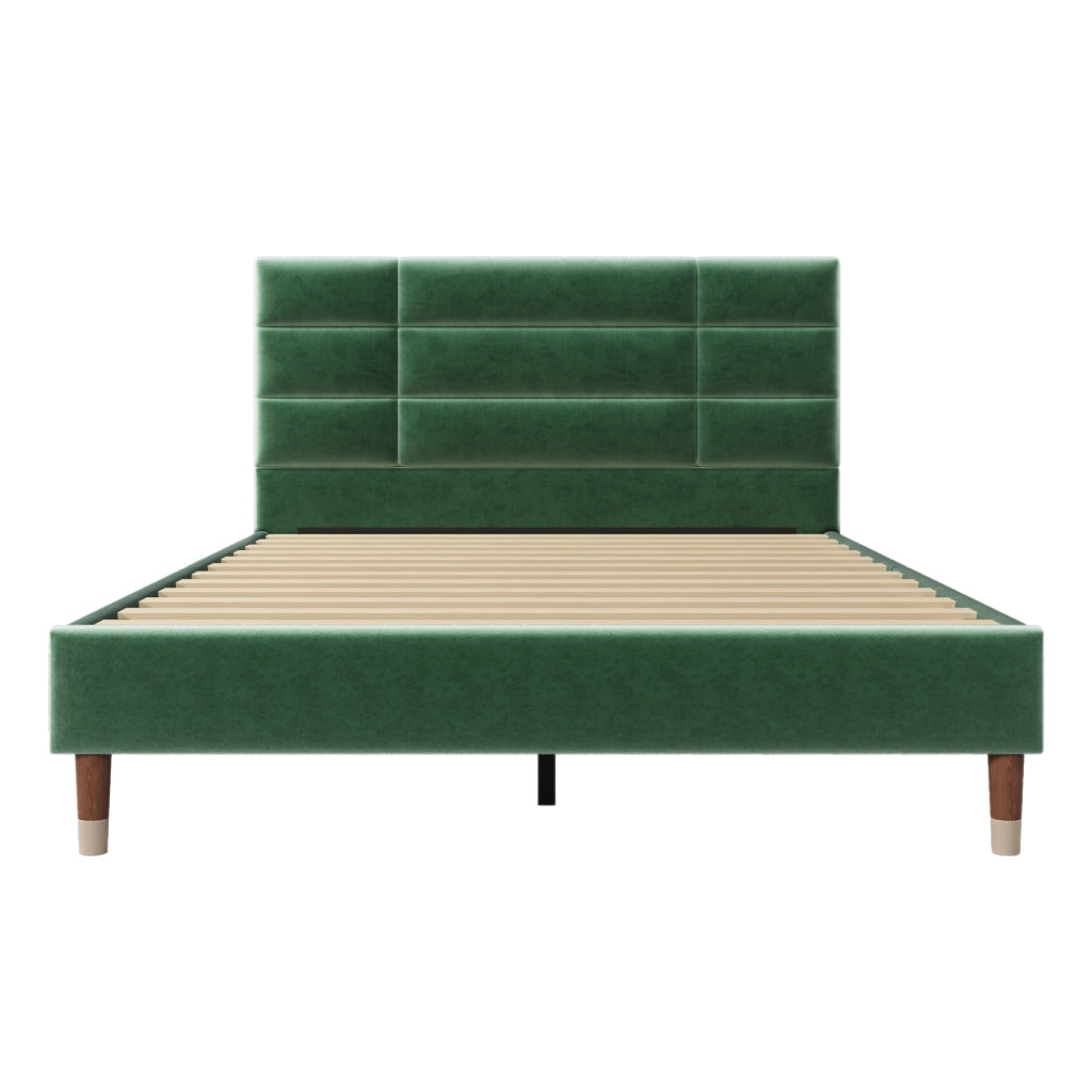 letto imbottito velluto verde 140x200 cm