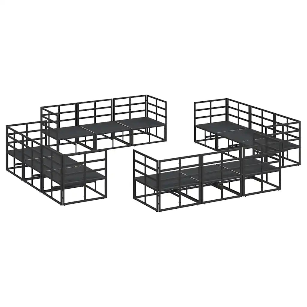 Set Divano da Giardino 12 pcs Nero Metallo