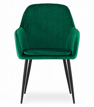 Sedia VALORA LUGO - Velluto verde con gambe nere