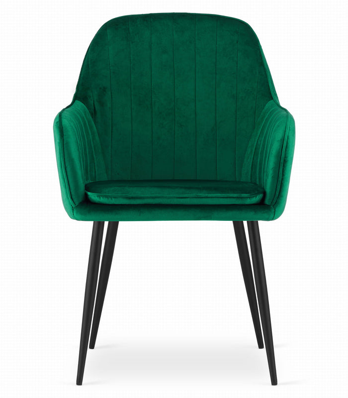 Sedia VALORA LUGO - Velluto verde con gambe nere