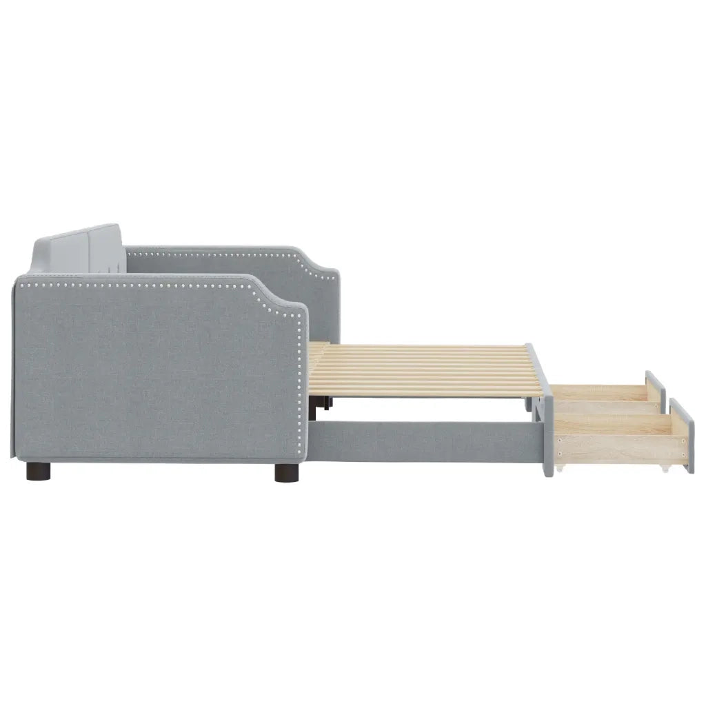 Divano Letto Estraibile Cassetti Grigio Chiaro 90x190cm Tessuto 3197680