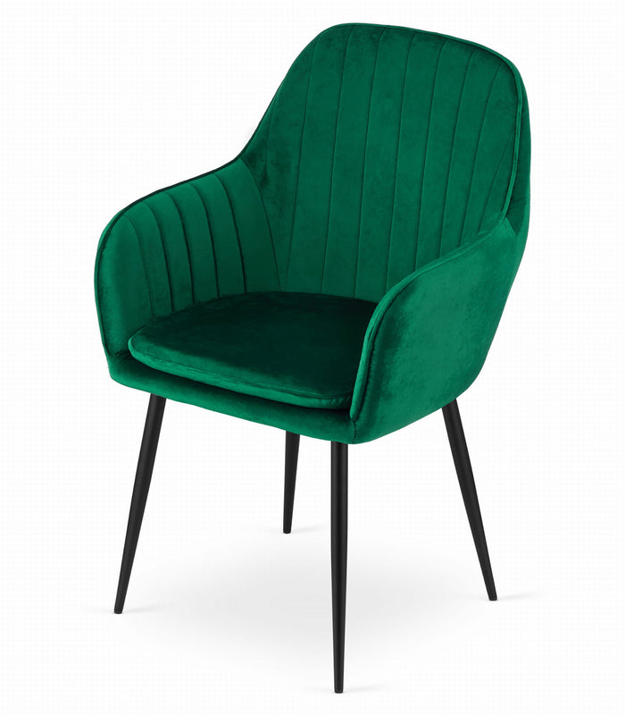 Sedia VALORA LUGO - Velluto verde con gambe nere