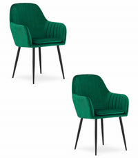 Sedia VALORA LUGO - Velluto verde con gambe nere x 2