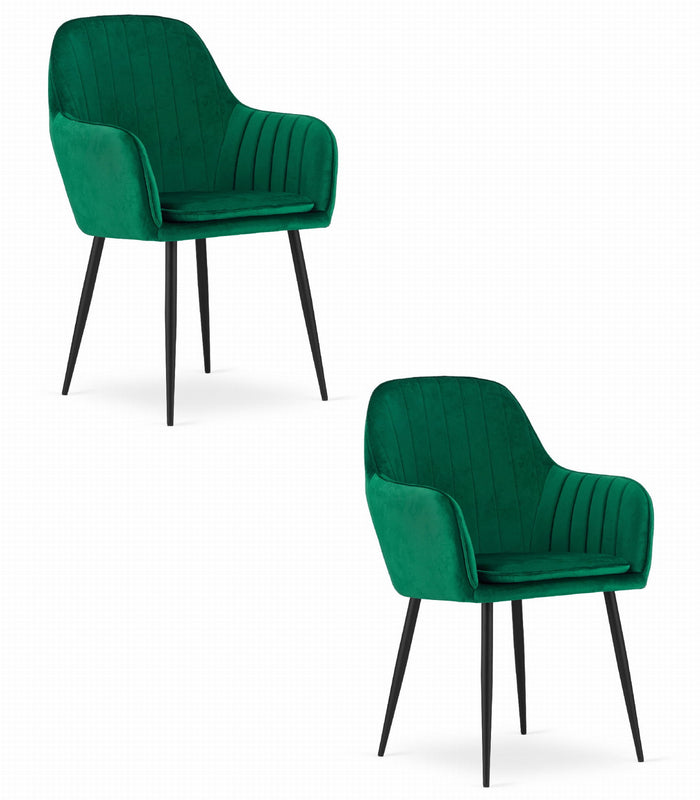 Sedia VALORA LUGO - Velluto verde con gambe nere x 2