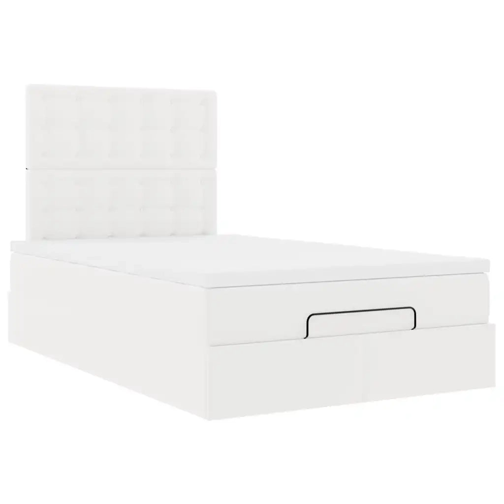 Struttura Letto Pouf con Materasso Bianco 120x190 cm Similpelle 3313841