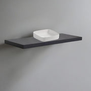 Mensolone da bagno antracite 120x47 con lavabo da appoggio bianco: minimalismo e funzionalità per un bagno moderno