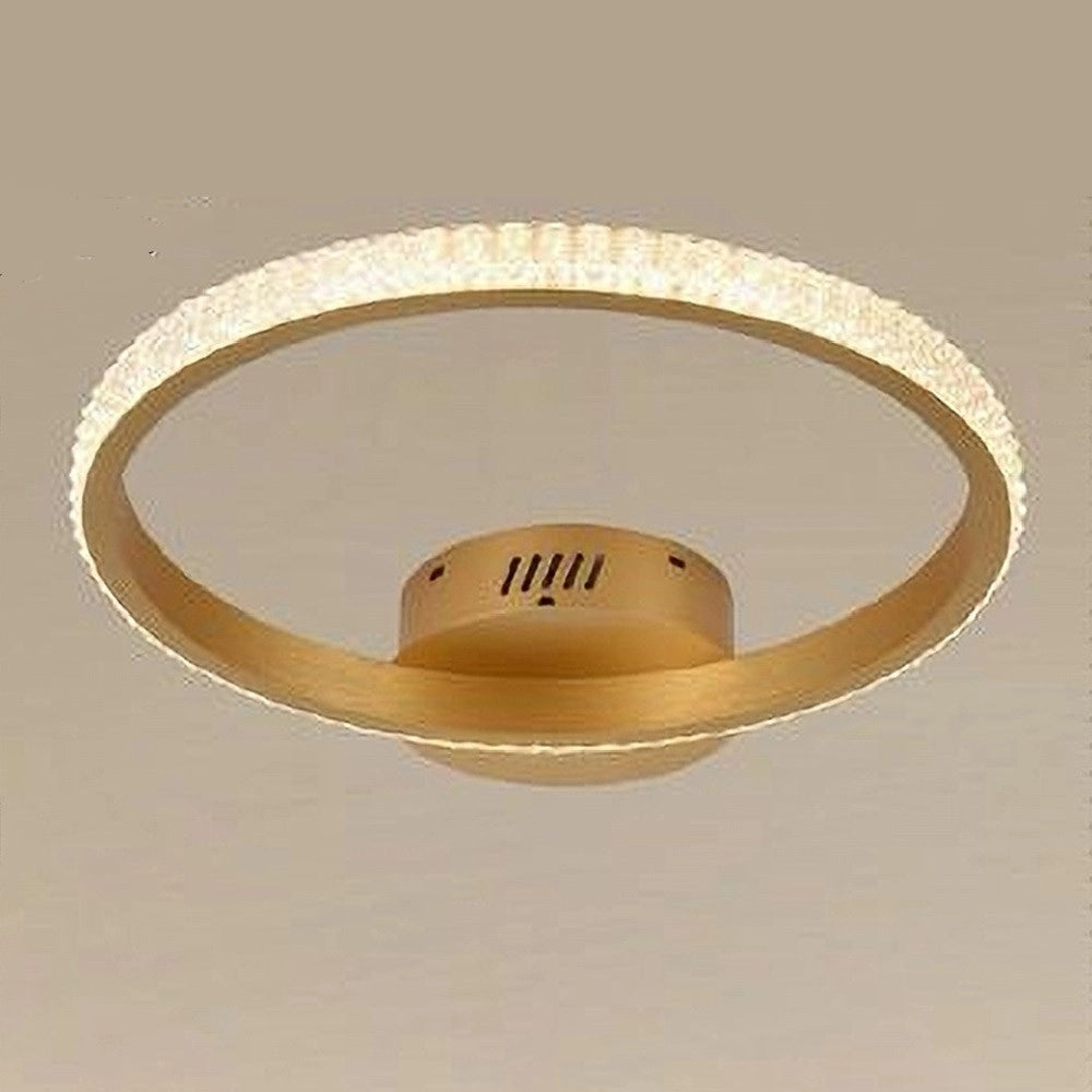 Trade Shop - Plafoniera Led 24w Cerchio Effetto Cristallo Oro Luce Fredda Calda Naturale 31739 -