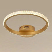 Trade Shop - Plafoniera Led 24w Cerchio Effetto Cristallo Oro Luce Fredda Calda Naturale 31739 -