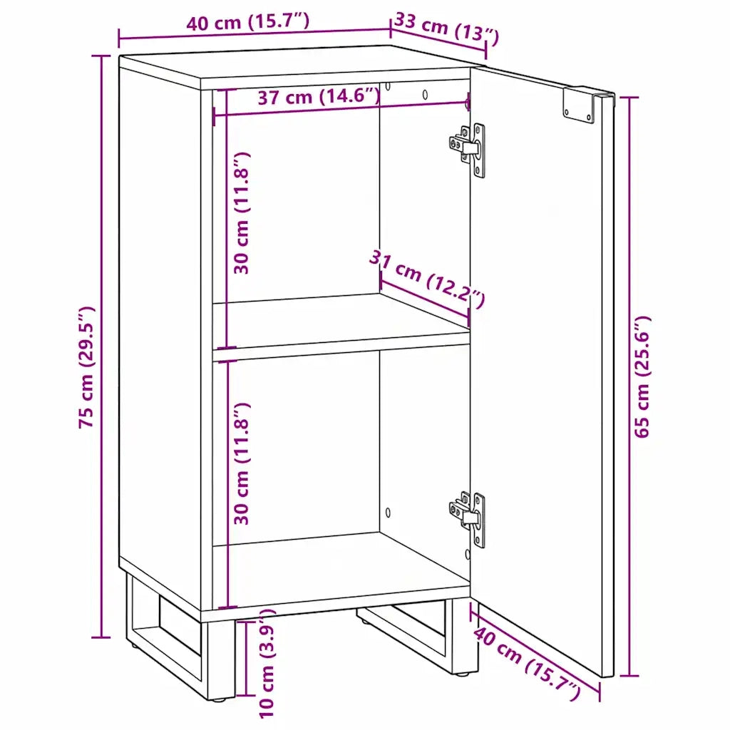 vidaXL Credenza Bianco 40 x 33 x 75 cm legno massello di mango