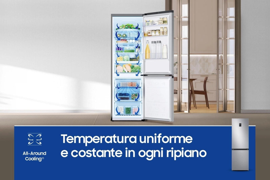 Samsung RB34C672DSA Frigorifero Combinato EcoFlex No Frost AI 185 cm 344 Litri All Around Cooling Classe D Inox