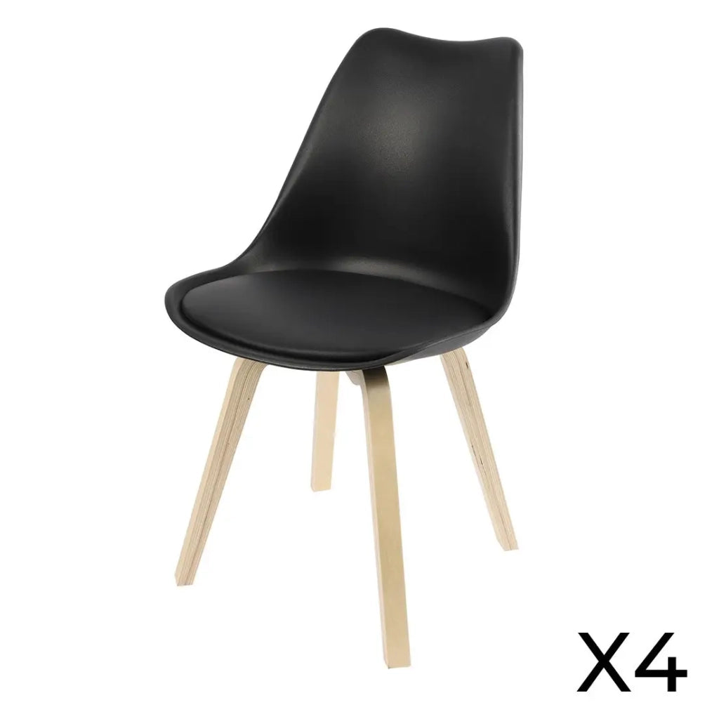 Set di 4 sedie design con cuscino colore nero collezione MIA