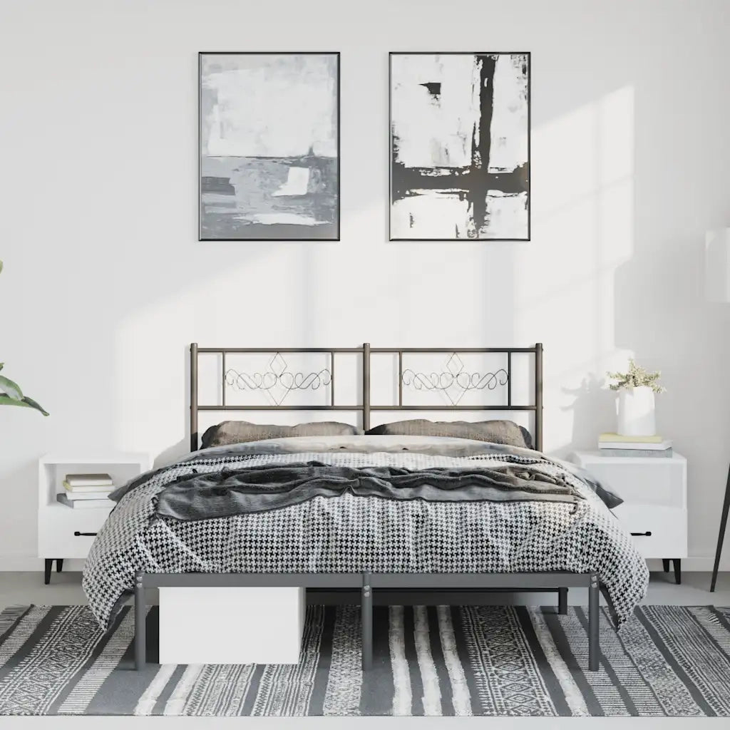 Giroletto con Testiera in Metallo Nero 135x190 cm