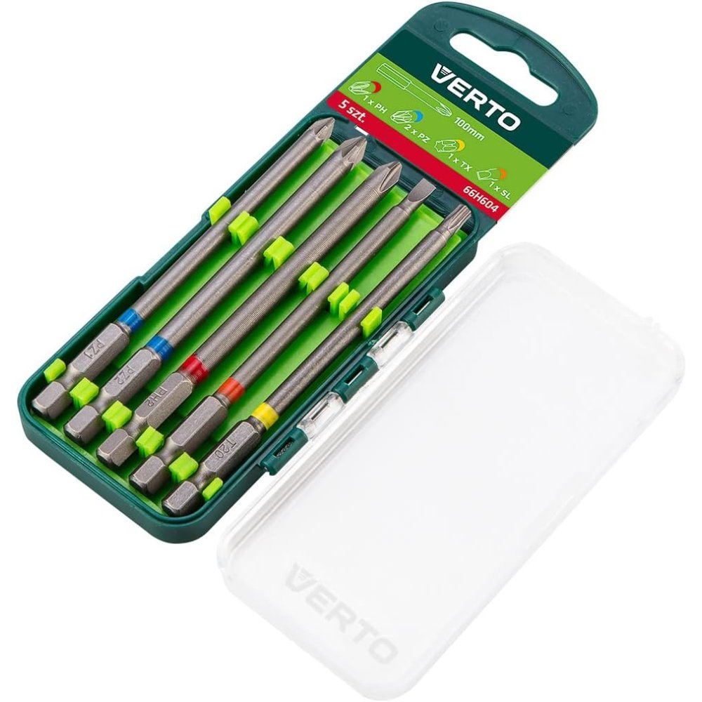 Topex 66h604 set di inserti gira ravite 5 pezzi 100 mm - 1 x ph 2