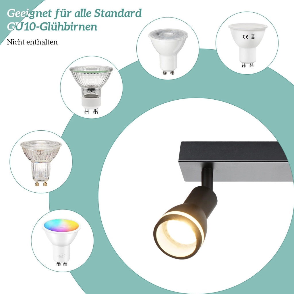 ZMH Faretto da soffitto LED neri 2 lampadine GU10 orientabili moderni per soggiorno