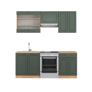 Cucina componibile Fame-Line Verde-oro rustico/Rovere dorato 200 cm, PL Rovere Vicco