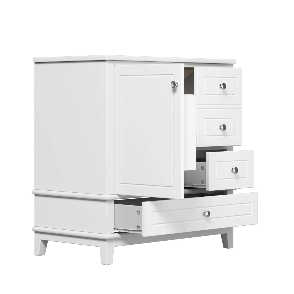 Mobile sottolavabo con 3 cassetti e anta; lavabo in ceramica - bianco - 81×47×86 cm