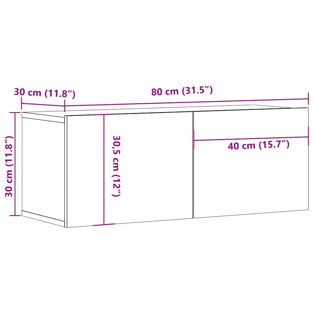 Mobile TV Grigio Sonoma 80x30x30 cm Legno Multistrato 815505