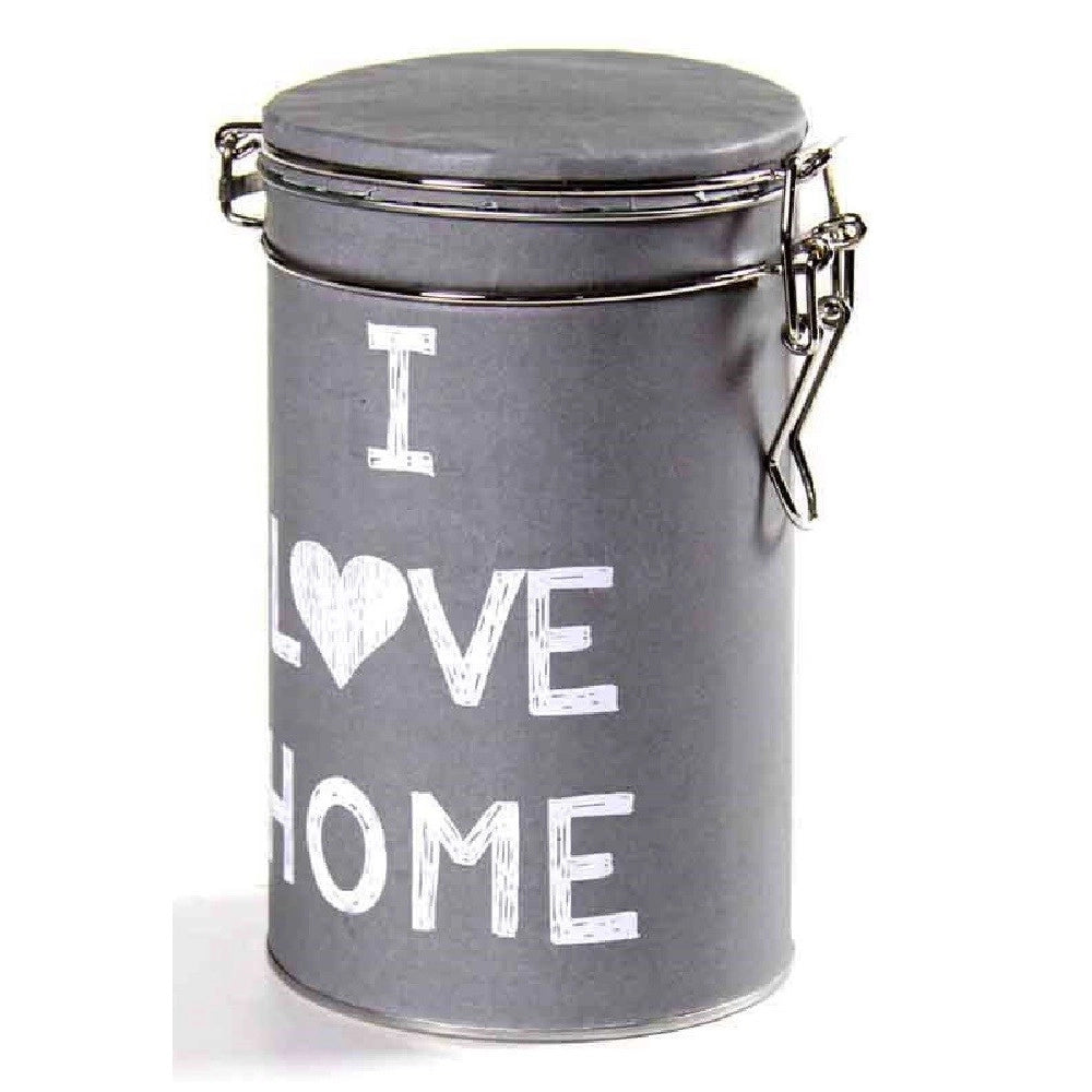Trade Shop - Contenitore In Latta Ermetica Cucina Tonda Colori Ass I Love Home 11x20cm 710537 -