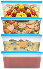 Contenitore alimentare da 3 litri, set da 4, contenitori alimentari con chiusura a clip, resistenti a lavastoviglie, forno a microonde e congelatore, BPA-free