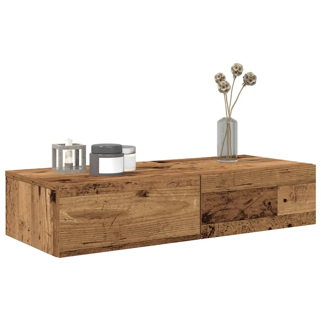 Scaffale a Parete con Cassetti Antico 80x33x17 cm in Truciolato 859984