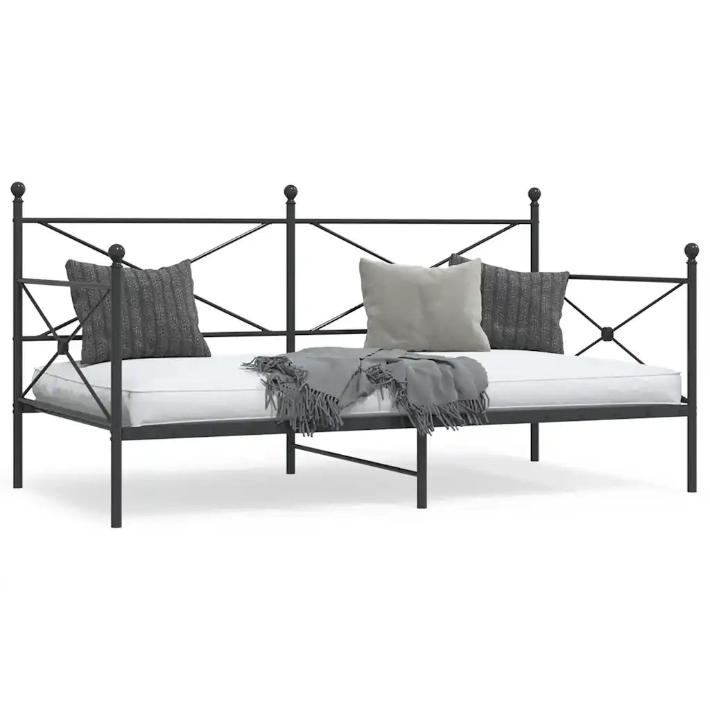 Letto singolo | Letto per adulti | Dormeuse senza Materasso Nero 100x190 cm in Acciaio