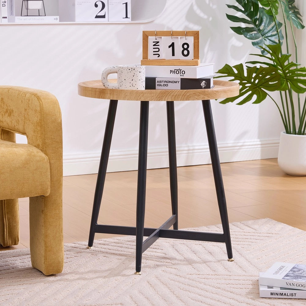 Tavolino Rotondo da Salotto ¨C MINIMAL ¨C Legno e Metallo, Design Moderno