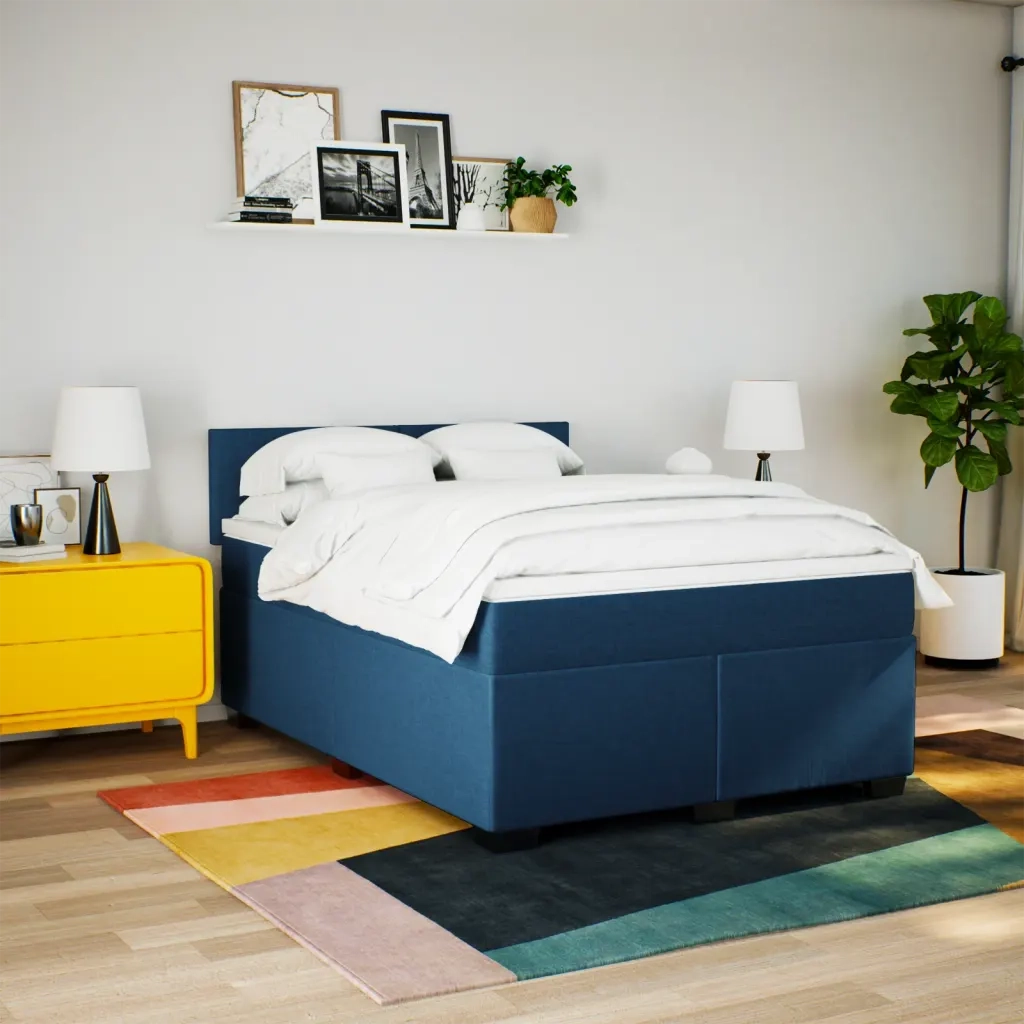 Giroletto a Molle con Materasso Blu 160x200 cm in Tessuto 3288238