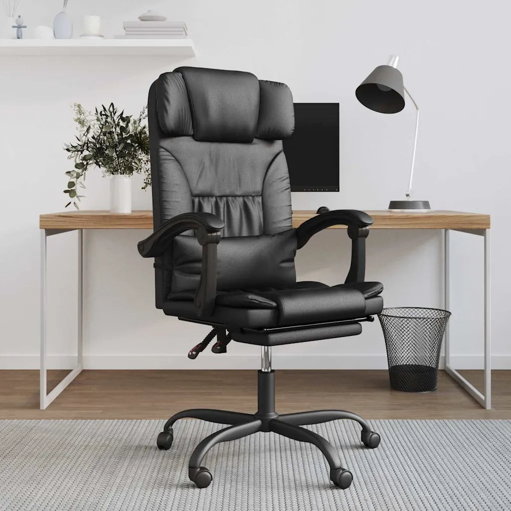 Sedia per studi-Poltrona da Ufficio Reclinabile Nera in Similpelle 991373