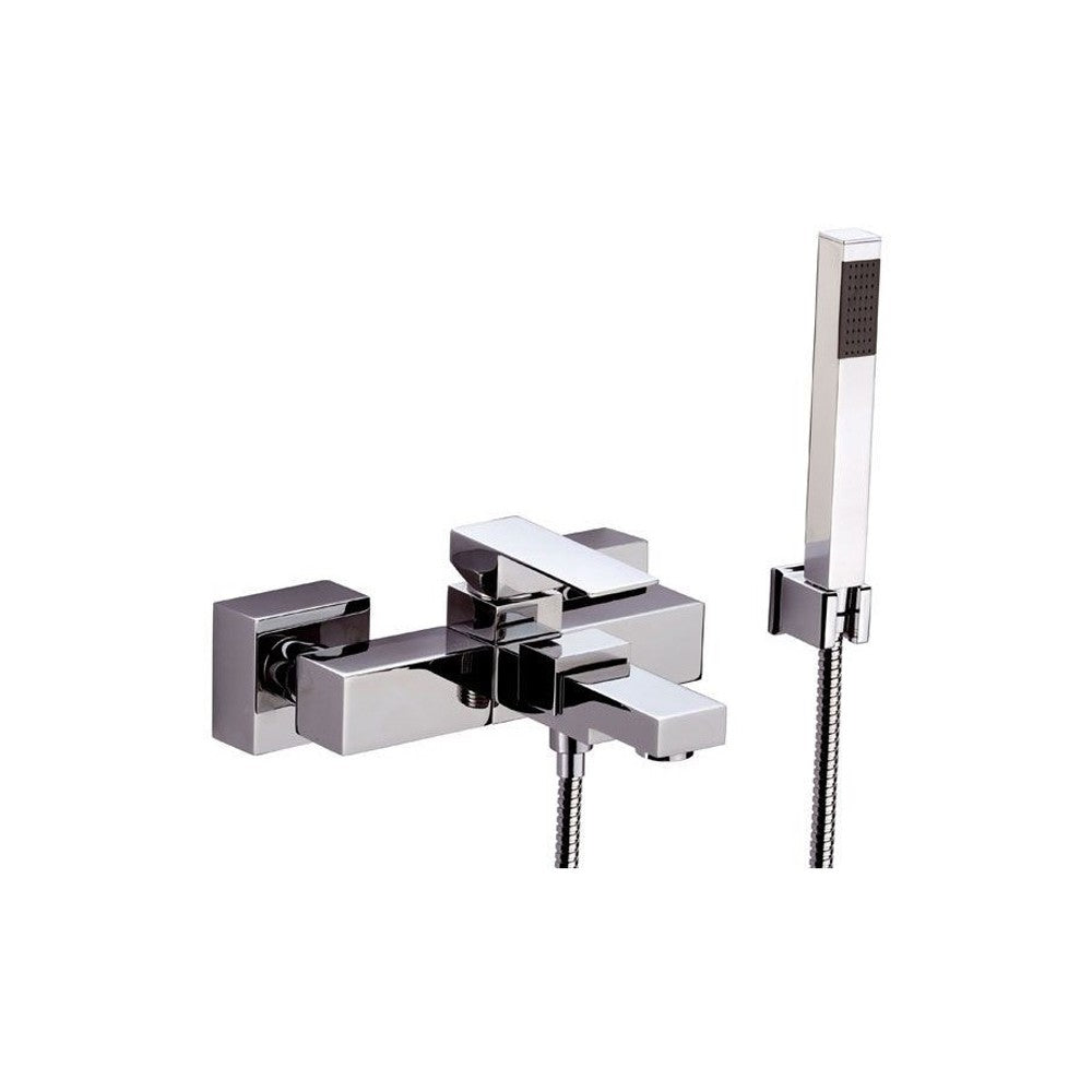 Rubinetto vasca duplex esterno, con flessibile e supporto e doccetta - serie skyline